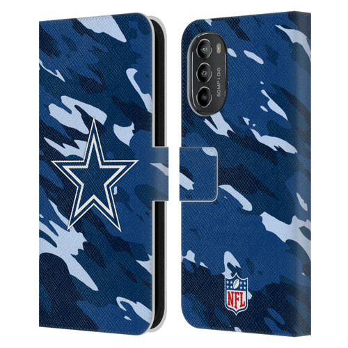 NFL Dallas Cowboys Logo Camou Leather Book Wallet Case Cover For Motorola Moto G82 5G