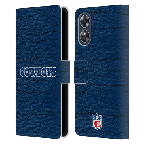NFL Dallas Cowboys Logo Distressed Look Leather Book Wallet Case Cover For OPPO A17