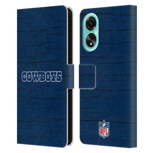 NFL Dallas Cowboys Logo Distressed Look Leather Book Wallet Case Cover For OPPO A78 4G