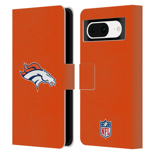 NFL Denver Broncos Logo Plain Leather Book Wallet Case Cover For Google Pixel 8