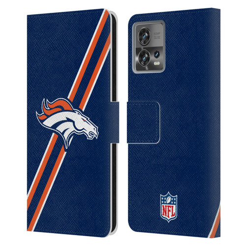 NFL Denver Broncos Logo Stripes Leather Book Wallet Case Cover For Motorola Moto Edge 30 Fusion