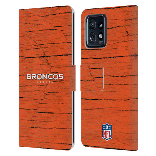 NFL Denver Broncos Logo Distressed Look Leather Book Wallet Case Cover For Motorola Moto Edge 40 Pro