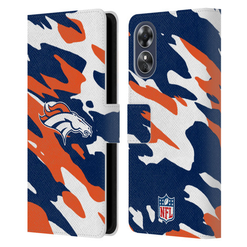 NFL Denver Broncos Logo Camou Leather Book Wallet Case Cover For OPPO A17