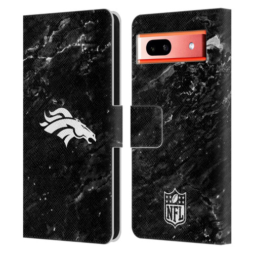 NFL Denver Broncos Artwork Marble Leather Book Wallet Case Cover For Google Pixel 7a