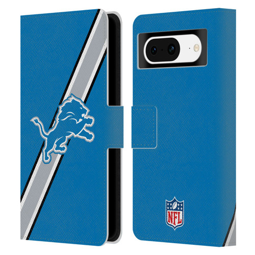 NFL Detroit Lions Logo Stripes Leather Book Wallet Case Cover For Google Pixel 8
