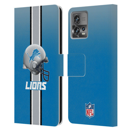 NFL Detroit Lions Logo Helmet Leather Book Wallet Case Cover For Motorola Moto Edge 30 Fusion