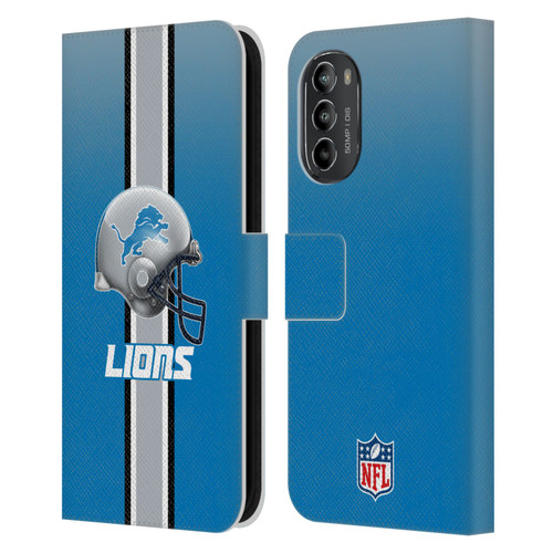 NFL Detroit Lions Logo Helmet Leather Book Wallet Case Cover For Motorola Moto G82 5G
