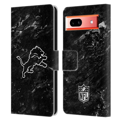 NFL Detroit Lions Artwork Marble Leather Book Wallet Case Cover For Google Pixel 7a