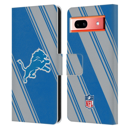 NFL Detroit Lions Artwork Stripes Leather Book Wallet Case Cover For Google Pixel 7a