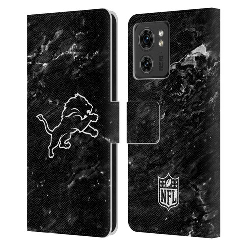 NFL Detroit Lions Artwork Marble Leather Book Wallet Case Cover For Motorola Moto Edge 40