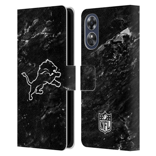 NFL Detroit Lions Artwork Marble Leather Book Wallet Case Cover For OPPO A17