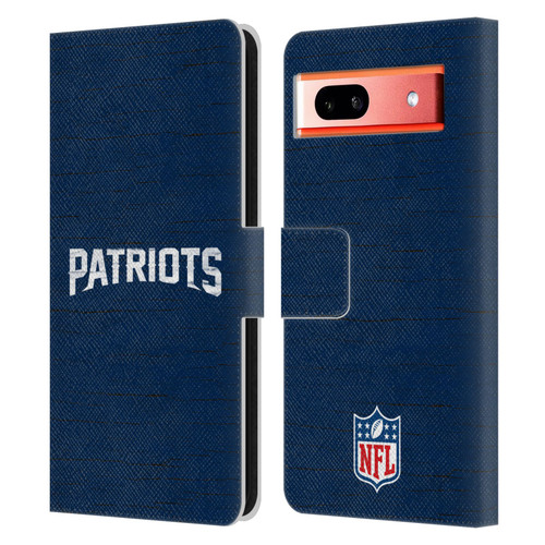 NFL New England Patriots Logo Distressed Look Leather Book Wallet Case Cover For Google Pixel 7a