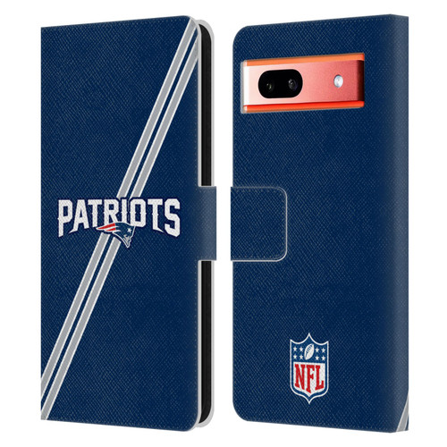 NFL New England Patriots Logo Stripes Leather Book Wallet Case Cover For Google Pixel 7a
