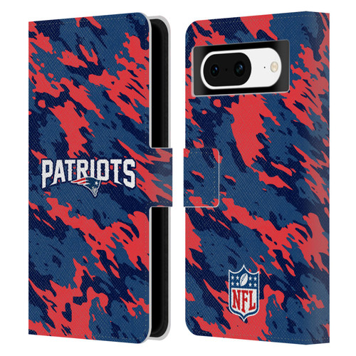 NFL New England Patriots Logo Camou Leather Book Wallet Case Cover For Google Pixel 8