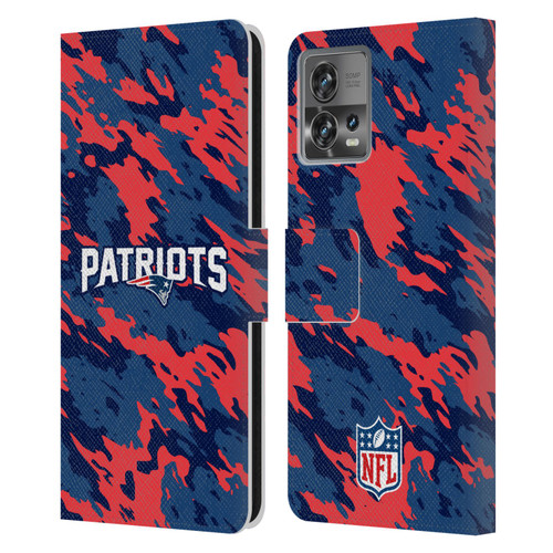 NFL New England Patriots Logo Camou Leather Book Wallet Case Cover For Motorola Moto Edge 30 Fusion