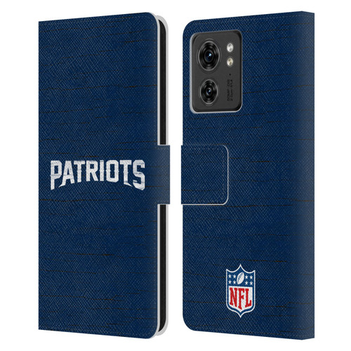 NFL New England Patriots Logo Distressed Look Leather Book Wallet Case Cover For Motorola Moto Edge 40