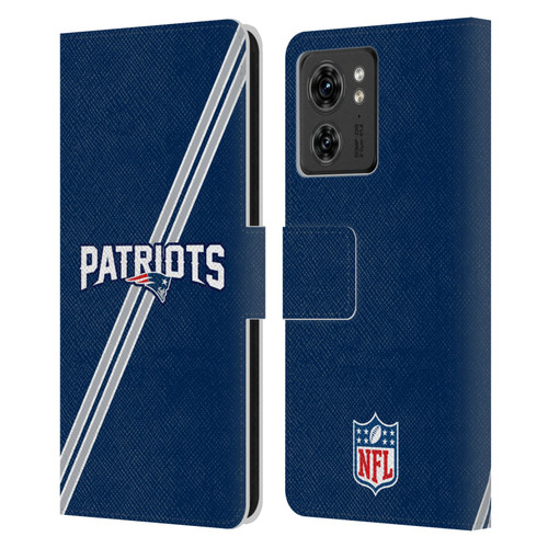 NFL New England Patriots Logo Stripes Leather Book Wallet Case Cover For Motorola Moto Edge 40
