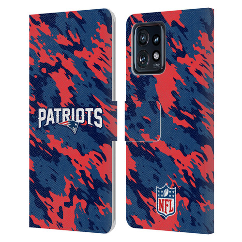 NFL New England Patriots Logo Camou Leather Book Wallet Case Cover For Motorola Moto Edge 40 Pro