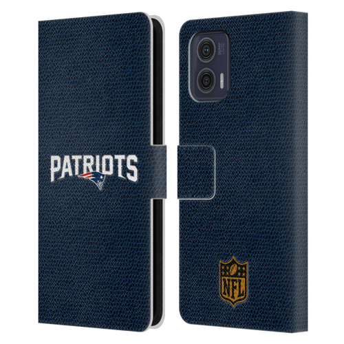 NFL New England Patriots Logo Football Leather Book Wallet Case Cover For Motorola Moto G73 5G