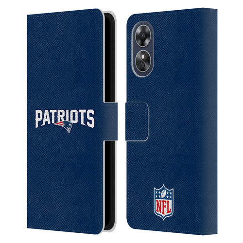 NFL New England Patriots Logo Plain Leather Book Wallet Case Cover For OPPO A17