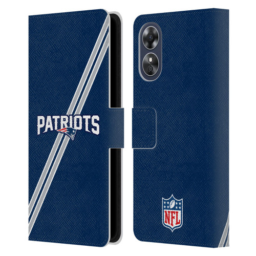 NFL New England Patriots Logo Stripes Leather Book Wallet Case Cover For OPPO A17