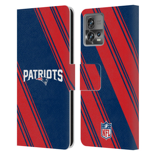 NFL New England Patriots Artwork Stripes Leather Book Wallet Case Cover For Motorola Moto Edge 30 Fusion