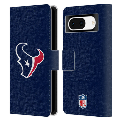 NFL Houston Texans Logo Plain Leather Book Wallet Case Cover For Google Pixel 8