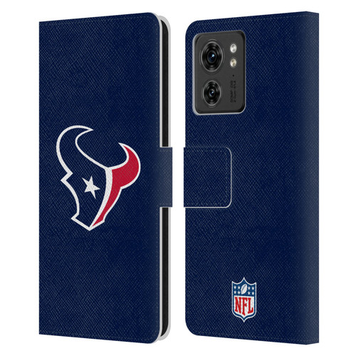NFL Houston Texans Logo Plain Leather Book Wallet Case Cover For Motorola Moto Edge 40