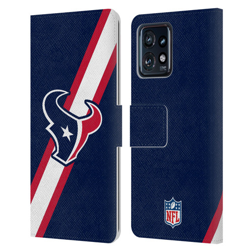 NFL Houston Texans Logo Stripes Leather Book Wallet Case Cover For Motorola Moto Edge 40 Pro