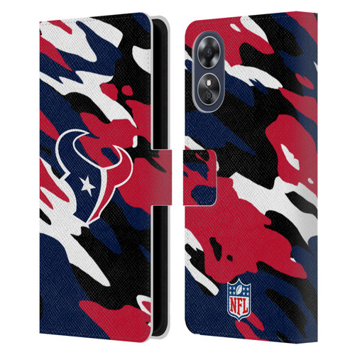 NFL Houston Texans Logo Camou Leather Book Wallet Case Cover For OPPO A17