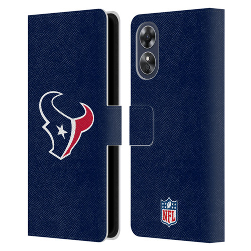 NFL Houston Texans Logo Plain Leather Book Wallet Case Cover For OPPO A17