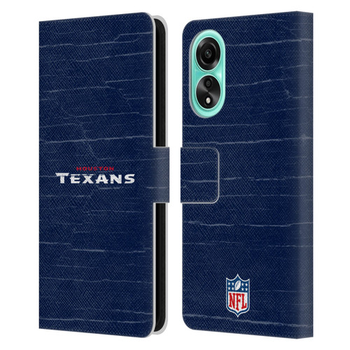 NFL Houston Texans Logo Distressed Look Leather Book Wallet Case Cover For OPPO A78 4G