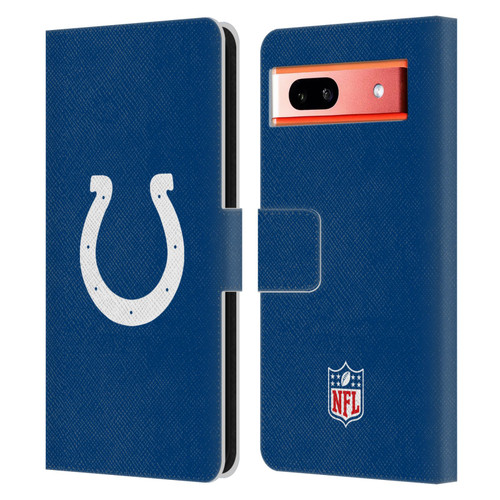 NFL Indianapolis Colts Logo Plain Leather Book Wallet Case Cover For Google Pixel 7a