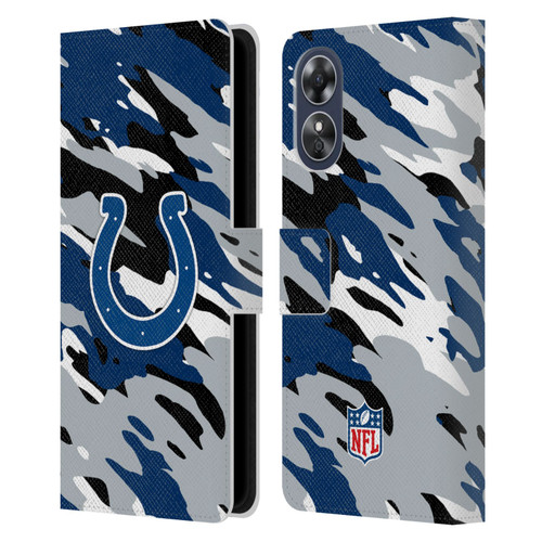 NFL Indianapolis Colts Logo Camou Leather Book Wallet Case Cover For OPPO A17