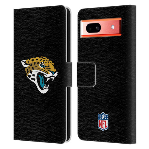 NFL Jacksonville Jaguars Logo Plain Leather Book Wallet Case Cover For Google Pixel 7a