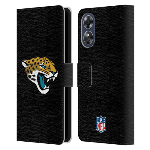 NFL Jacksonville Jaguars Logo Plain Leather Book Wallet Case Cover For OPPO A17