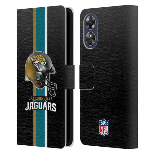 NFL Jacksonville Jaguars Logo Helmet Leather Book Wallet Case Cover For OPPO A17