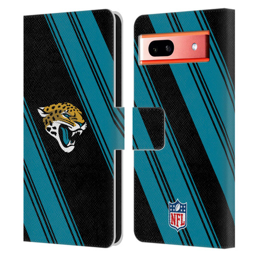 NFL Jacksonville Jaguars Artwork Stripes Leather Book Wallet Case Cover For Google Pixel 7a