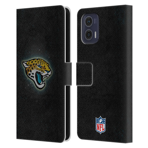 NFL Jacksonville Jaguars Artwork LED Leather Book Wallet Case Cover For Motorola Moto G73 5G