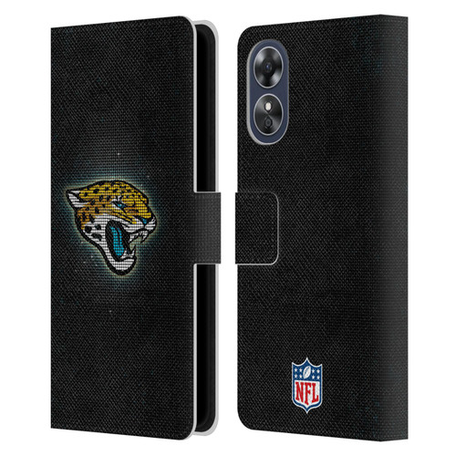 NFL Jacksonville Jaguars Artwork LED Leather Book Wallet Case Cover For OPPO A17