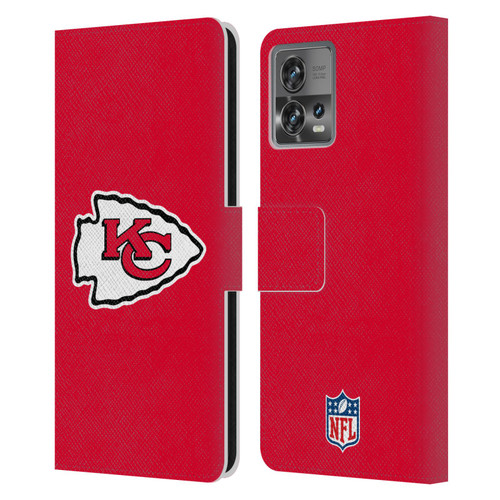 NFL Kansas City Chiefs Logo Plain Leather Book Wallet Case Cover For Motorola Moto Edge 30 Fusion