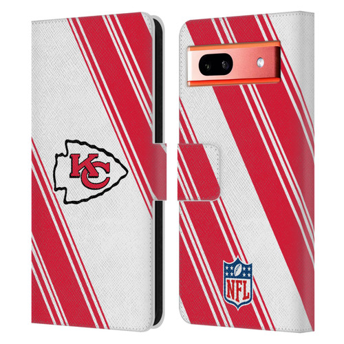 NFL Kansas City Chiefs Artwork Stripes Leather Book Wallet Case Cover For Google Pixel 7a