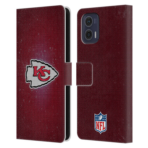 NFL Kansas City Chiefs Artwork LED Leather Book Wallet Case Cover For Motorola Moto G73 5G