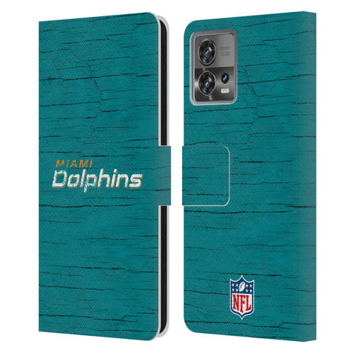 NFL Miami Dolphins Logo Distressed Look Leather Book Wallet Case Cover For Motorola Moto Edge 30 Fusion