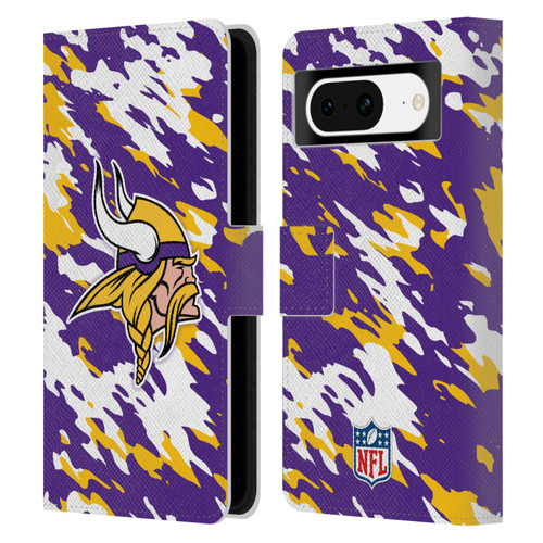 NFL Minnesota Vikings Logo Camou Leather Book Wallet Case Cover For Google Pixel 8