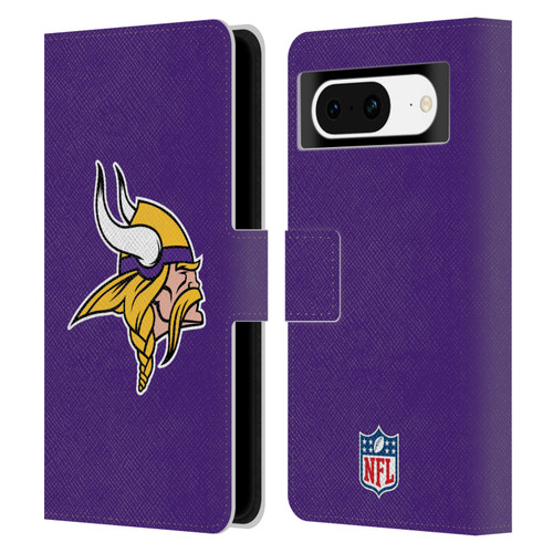 NFL Minnesota Vikings Logo Plain Leather Book Wallet Case Cover For Google Pixel 8
