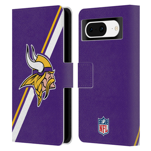 NFL Minnesota Vikings Logo Stripes Leather Book Wallet Case Cover For Google Pixel 8