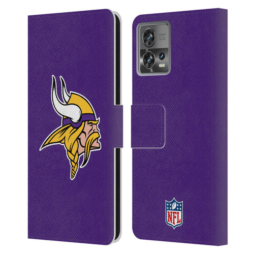 NFL Minnesota Vikings Logo Plain Leather Book Wallet Case Cover For Motorola Moto Edge 30 Fusion