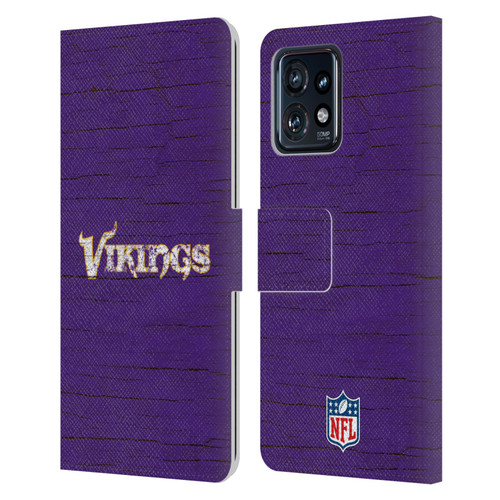NFL Minnesota Vikings Logo Distressed Look Leather Book Wallet Case Cover For Motorola Moto Edge 40 Pro