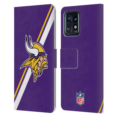 NFL Minnesota Vikings Logo Stripes Leather Book Wallet Case Cover For Motorola Moto Edge 40 Pro